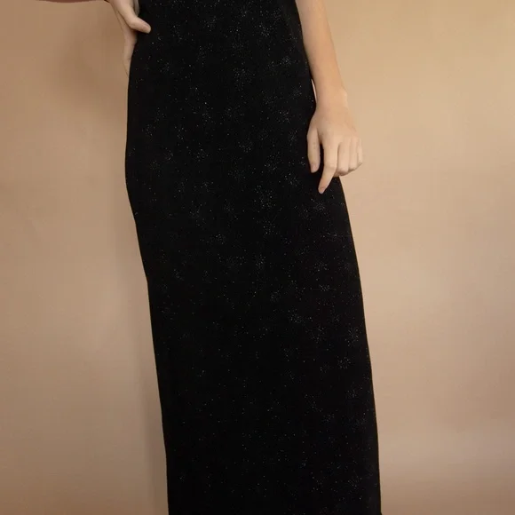 90s Starburst Glitter Halter Evening Gown - Picture 12 of 16